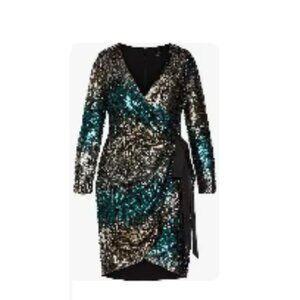 City Chic Sequin Dress- faux wrap, cocktail dress